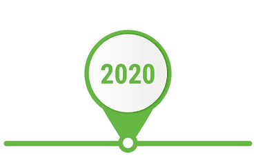 Gr&uuml;ne Markierung mit der Jahreszahl 2020 auf einer horizontalen Linie.
